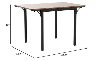 VASAGLE Folding Dining Table, Drop Leaf Extendable, for Small Spaces, Seats 2-4 People, Industrial, 33.3 x 30.7 x 30 Inches,Brown