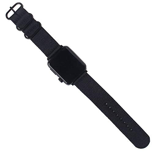 CNYMANY 20mm Universal Ballistic Watch Band, Nylon Canvas Woven Loop Replacement Strap Wristband Buckle Fastener Adjustable Closure for Smart-watch Sport Fitness Tracker - Black