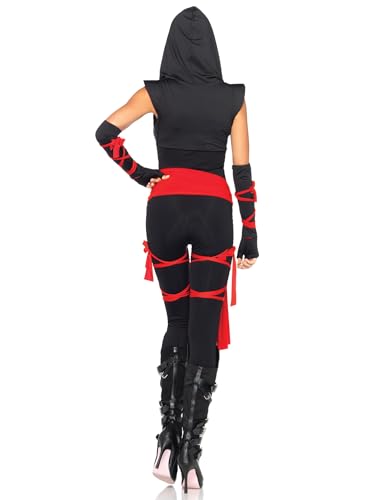 Leg Avenue Women's 4 Pc Deadly Ninja Costume, Black/Red, Medium
