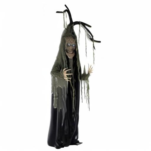 Haunted Hill Farm Life-Size Haunted Talking Tree Halloween Animatronic with Moving Mouth, Lights and Sound, Touch Activated and Battery Operated Indoor or Covered Outdoor Halloween Decorations