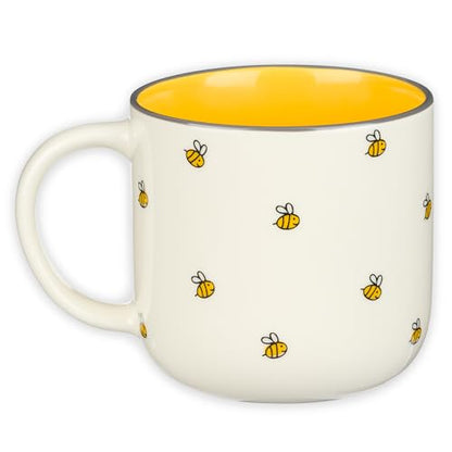 Christian Art Gifts Large Ceramic Coffee & Tea Mug for Women: Kind Words are Like Honey Inspirational Bible Verse, Non-toxic/Lead-free, Microwave/Dishwasher Safe Bumble Bee Cup, Yellow/White, 15 oz.