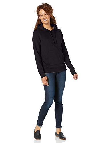 Amazon Essentials Women's Regular-Fit Fleece Pullover Hoodie (Available in Plus Size), Black, Large
