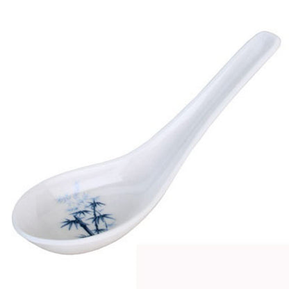 JapanBargain 2323x4, Set of 4 Asian Japanese Chinese Wonton Soba Rice Pho Ramen Noodle Soup Spoons, White/Blue