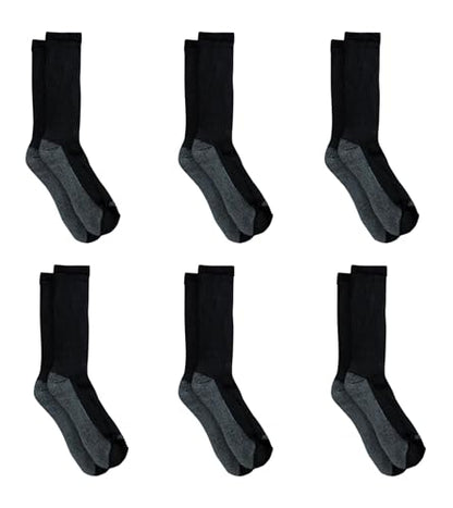 Dickies Men's Dri-tech Original Moisture Control Crew Socks Multipack, Black (6 Pairs), Shoe Size: 6-12, Pack of 6