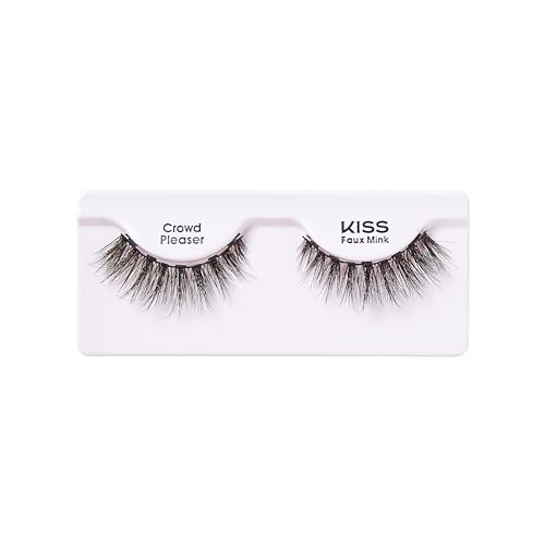 KISS Magnetic Lashes, Crowd Pleaser, 1 Pair of Synthetic False Eyelashes With 5 Double Strength Magnets, Wind Resistant, Dermatologist Tested Fake Lashes Last Up To 16 Hours, Reusable Up To 15 Times
