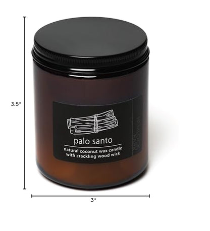 Hemlock Park Crackling Wood Wick Candle Handcrafted with Natural Coconut Wax (Standard 8 oz, Palo Santo)