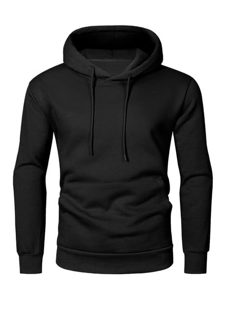 JMIERR Men's Sweatshirt Mens Fall Vintage Drawstring Hoodies Sweatshirts for Men Long Sleeve Hooded Pullover with Pockets Collar Fleece Casual Basic Simple Winter Shirts Sweater, US50(2XL), Black