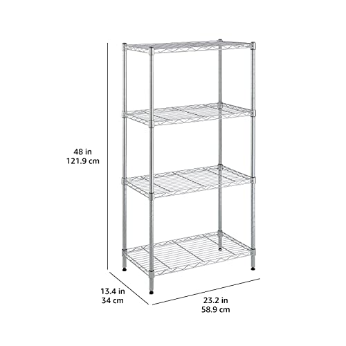 Amazon Basics 3-Shelf Adjustable Heavy Duty Steel Wire Rack Storage Shelving Organizer for Kitchen, Garage, 23.2" L x 13.4" W x 30" H, Black