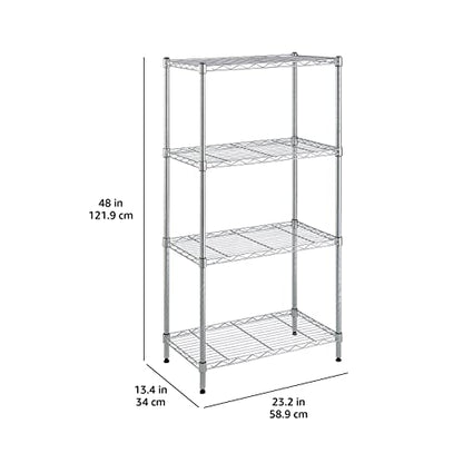 Amazon Basics 3-Shelf Adjustable Heavy Duty Steel Wire Rack Storage Shelving Organizer for Kitchen, Garage, 23.2" L x 13.4" W x 30" H, Black
