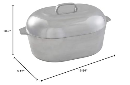 IMUSA USA Heavy Duty Cajun Oval Aluminum Roaster 15, Silver