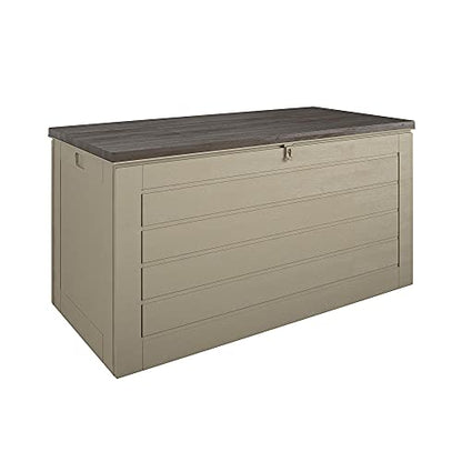 Cosco Outdoor Living 180 Gallon Patio Storage Box, Extra Large, Lockable Lid, Weather-Resistant, Tan/Brown