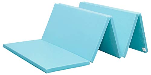 KaRaDaStyle Gymnastics Mat Folding Stretch Mats 75"x31"x1.2" Exercise Muscle Training Children Play Horizontal Bar Mat Yoga Sports Soundproof Home Use (AquaBlue/5-fold)