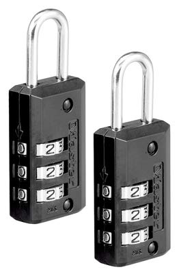 Master Lock Black Set Your Own Combination Luggage Lock, Custom Combo Suitcase Padlock for Travel Bags or Backpacks, 2 Pack, 646T