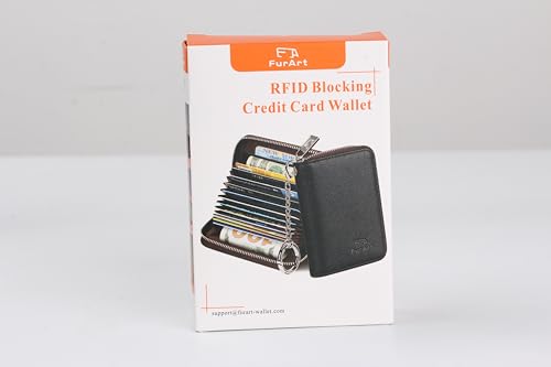 FurArt Zipper Wallet Women, RFID Blocking Credit Card Wallet, Business Card Holder, Compact Size KeyChain Wallet