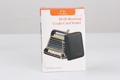 FurArt Zipper Wallet Women, RFID Blocking Credit Card Wallet, Business Card Holder, Compact Size KeyChain Wallet
