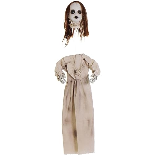 Haunted Hill Farm Floating, Talking Zombie Girl Animatronic with Blue Chest Light for Scary Free-Hanging Halloween Decoration,5 x 16 x 47