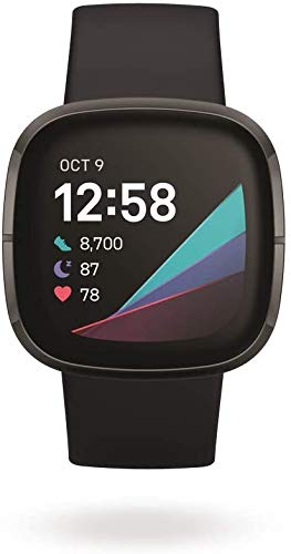 Fitbit Sense Health & Fitness Smartwatch W/GPS, Bluetooth Call/Text, Heart Rate SpO2, ECG, Skin Temperature & Stress Sensing (S & L Bands, 90 Day Premium Included) International Version (Graphite)