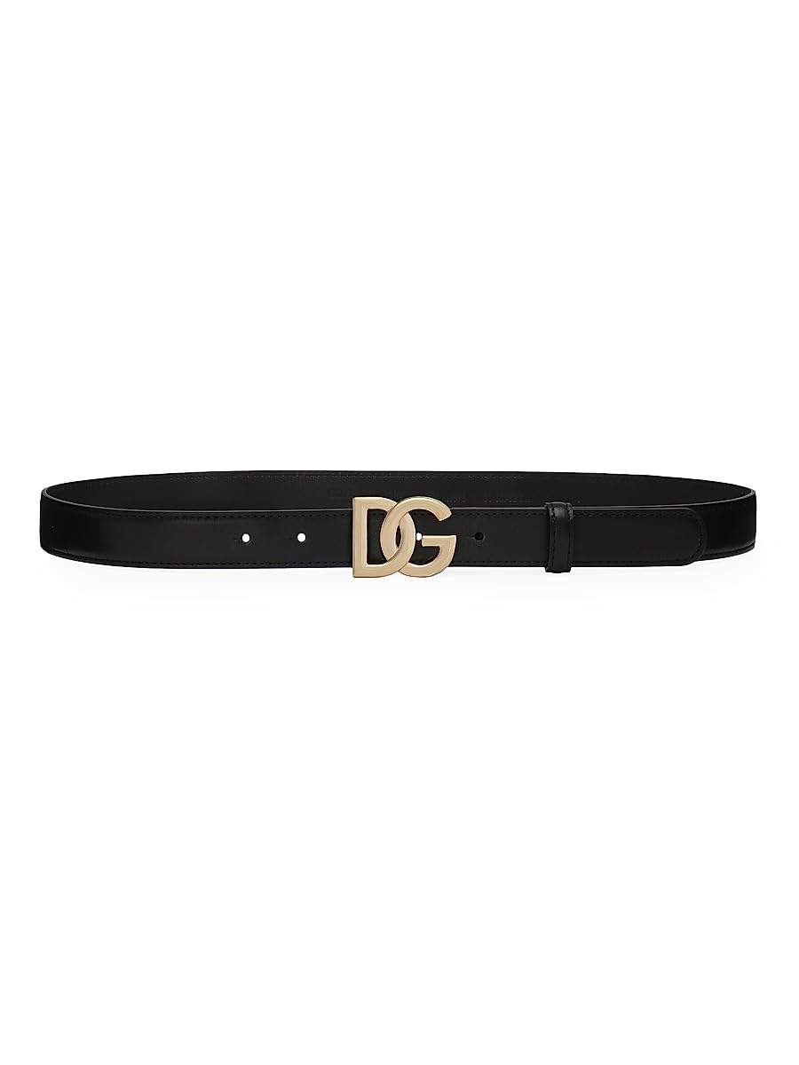 Dolce&Gabbana, DG Logo Buckle Leather Belt, X-Small, 70 (28''), Nero