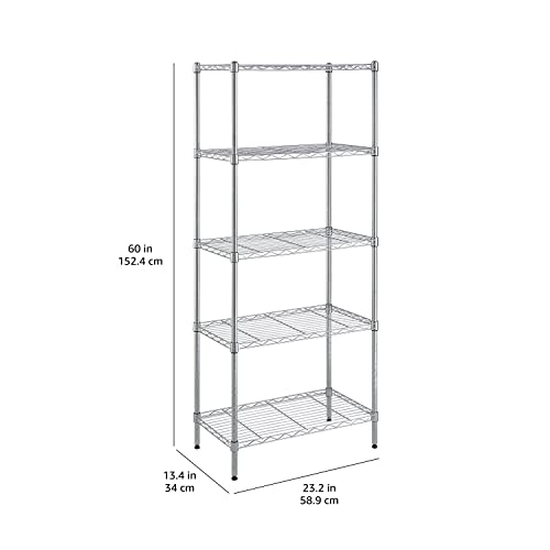 Amazon Basics 3-Shelf Adjustable Heavy Duty Steel Wire Rack Storage Shelving Organizer for Kitchen, Garage, 23.2" L x 13.4" W x 30" H, Black
