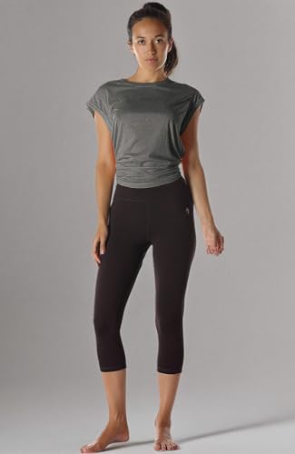 icyzone Open Back Workout Top Shirts - Yoga t-Shirts Activewear Exercise Tops for Women (M, Charcoal)