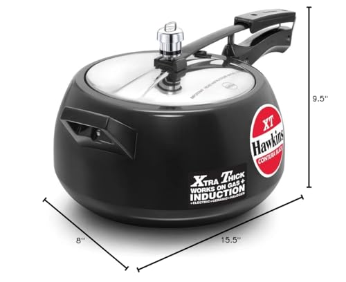 Hawkins CXT50 Contura Hard Anodized Induction Compatible Extra Thick Base Pressure Cooker, Black, 5L, 5 L