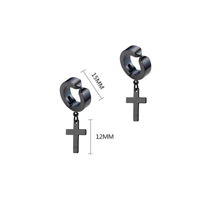 Fu You 5 pair stainless steal clip on earrings for men and women