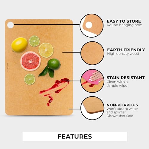 Freshware Wood Cutting Boards for Kitchen, Dishwasher Safe, Medium 12" x 9" and Large, 15" x 11.25", Set of 2, Natural