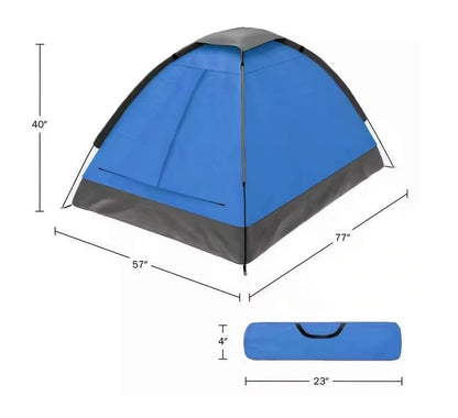 2 Person Camping Tent with Rain Fly and Carrying Bag - Lightweight Outdoor Tent for Backpacking, Hiking, or Beach Use by Wakeman Outdoors (Blue)