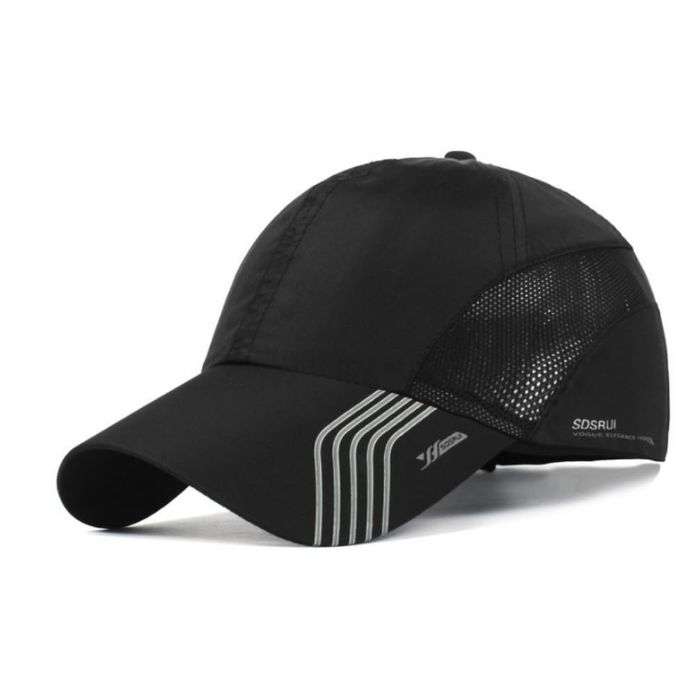 Croogo Quick Drying Sun Hat UPF 50+ Baseball Cap Summer UV Protection Outdoor Cap Men Women Sport Cap Hat, Black, 21.6-24.4 inch