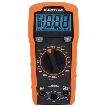 Klein Tools MM325 Multimeter, Digital Manual-Ranging 600V AC/DC Voltage Tester, Tests Batteries, Current, Resistance, Diodes, and Continuity