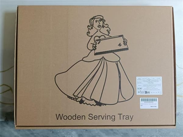 DILLMAN Serving Tray Large Black Wood Rectangle Food Tray Butler Tray Breakfast Tray with Handles (Medium)