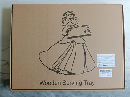 DILLMAN Serving Tray Large Black Wood Rectangle Food Tray Butler Tray Breakfast Tray with Handles (Medium)