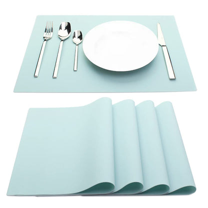 IYYI Silicone Placemats, Placemats for Kids, Placemats Set of 4 Waterproof Heat Resistant Non-Slip Placemats for Dining Table, Easy to Clean (Light Blue)