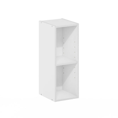 Furinno Fulda 2-Tier Space Saving Storage Shelf Bookcase, 8-Inch Width, White