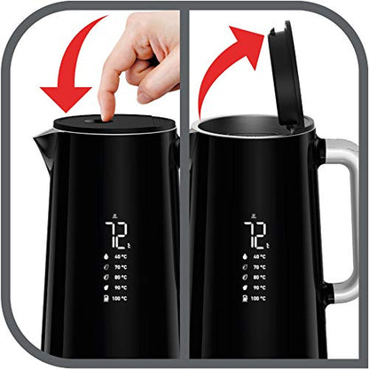 Krups Smart'n Light BW801810 Kettle, 5 Temperatures, 1.7 Litre Capacity, Stainless Steel Interior, Double-Walled, Black