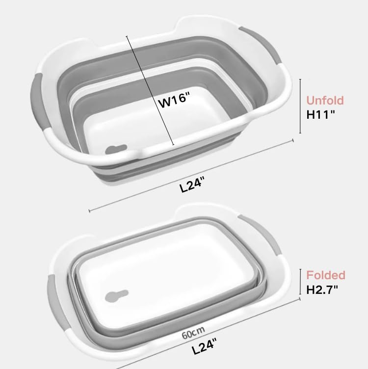 CYANOE Collapsible Pet Bathtub with Water Drain Plug, Foldable Bathtub for Puppy Small Dogs Cats, Portable & Space Saving Design, BPA Free, Grey