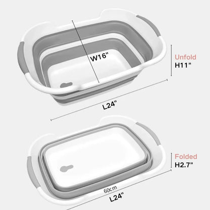 CYANOE Collapsible Pet Bathtub with Water Drain Plug, Foldable Bathtub for Puppy Small Dogs Cats, Portable & Space Saving Design, BPA Free, Grey