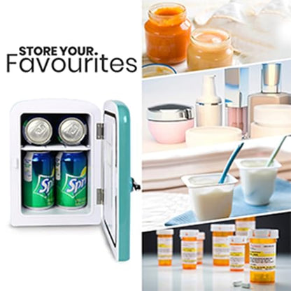 Koolatron Mini Fridge - Refrigerator for Bedroom Office, Portable Table Top Beverage Cooler, 12V 110V Refrigerador For Drinks, Soda, Wine, Breast Milk, Use In Car, Dorm, Outdoor, Patio, 8 Can