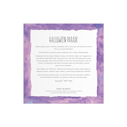 Galison Halloween Parade – 500 Piece Michael Storrings Jigsaw Puzzle Featuring Artwork of A Spooky and Festive Halloween Parade in Salem Massachusetts