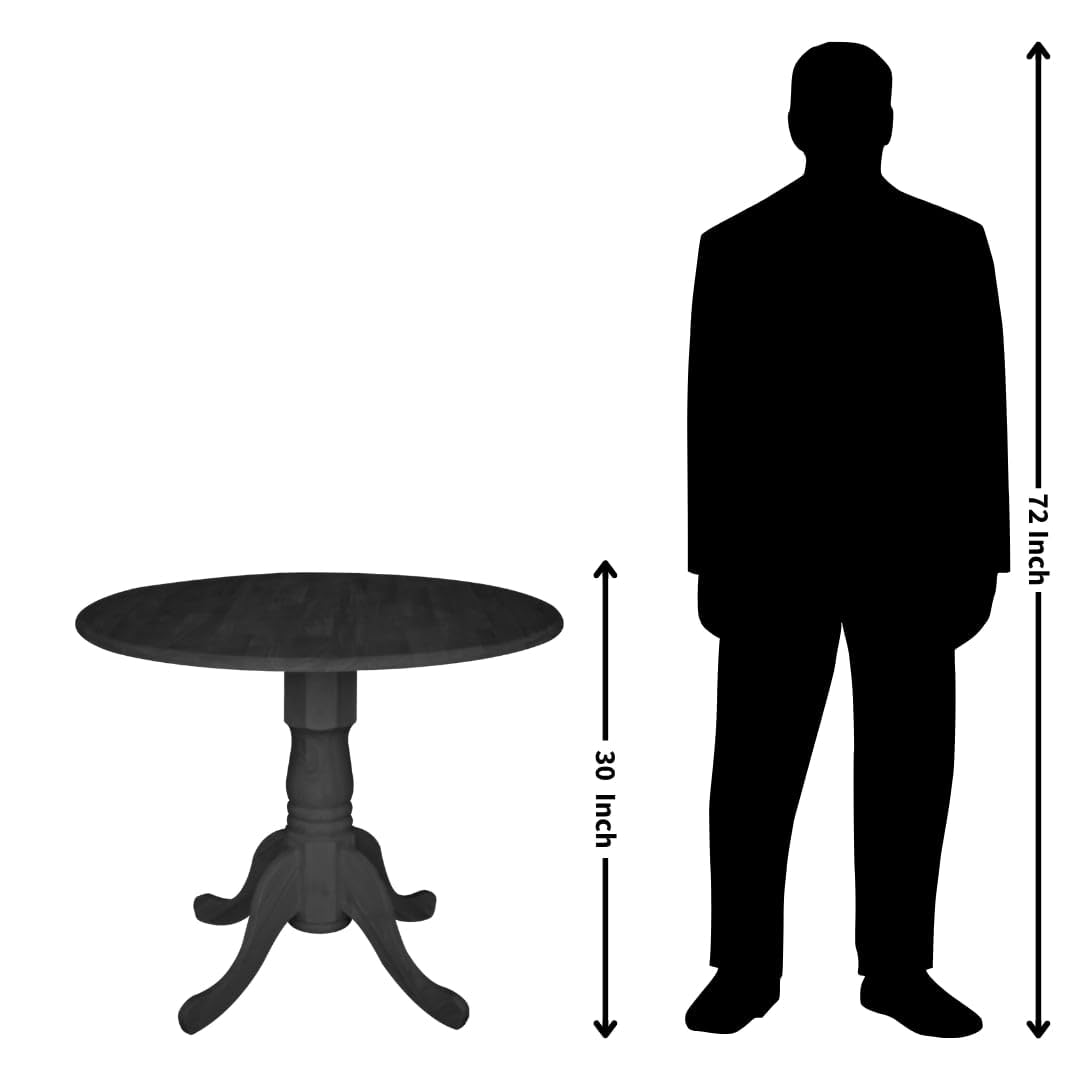 IC International Concepts 36" Dual Drop Leaf Dining Table Solid Real Wood, Sturdy Parawood, 36"W x 36"D x 30"H, DIY, Paint/Stain Ready, Unfinished