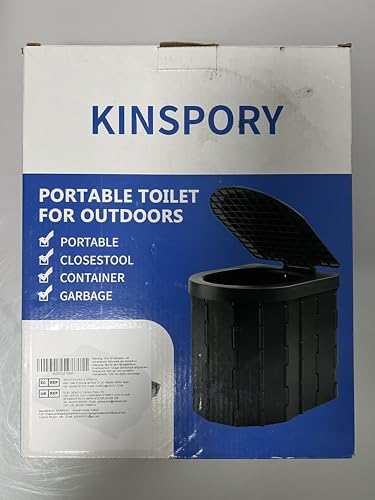 KINSPORY Camping Toilet, Portable Toilet for Adults & Kids, Foldable Potty & Outdoor Emergency Sanitation Products, Trash Can, Stool for Car Truck Camping Travel Hiking Fishing Long Trips (Deep Black)