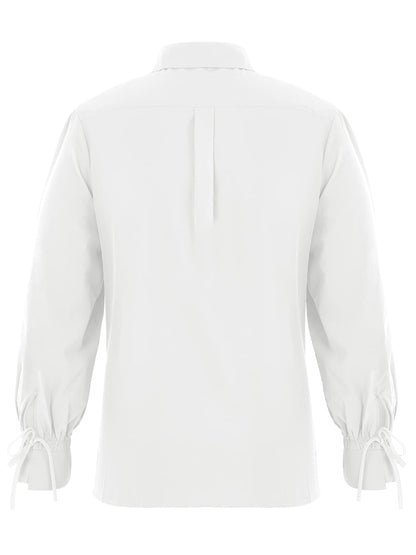Mens Medieval Pirate Shirt Viking Renaissance Lace up Halloween Mercenary Scottish Jacobite Ghillie Tops (Small, 01 White)