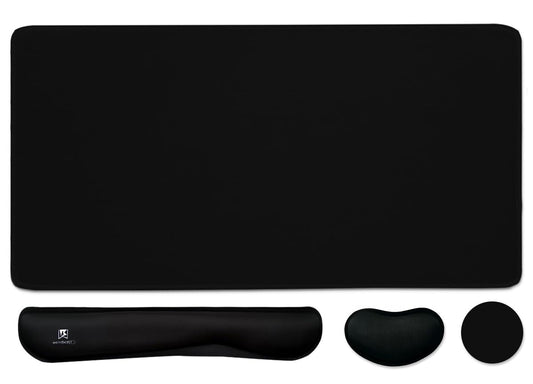 4-in-1 Large Gaming Mouse Pad, Keyboard Wrist Rest Pad & Wrist Support Mousepad Set, Extended Desk Pad Waterproof Desk Mat for Home Office Study Game-Black