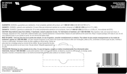 Duracell CR123A 3V Lithium Battery, 12 Count (Pack of 1), 3 Volt High Power for Home Safety, Security Devices, Flashlights, Smoke Alarms, Home Automation