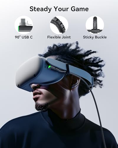 INIU Link Cable with Charging [16ft] for Meta Quest 3s Oculus Quest 3 Quest 2/Pro, Pico 4, PC VR, Steam VR, USB 3.0 High Speed Data Cable, USB C Charger Cord for VR Headset Accessories