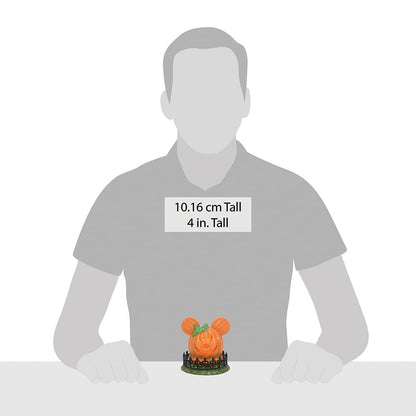 Department 56 Disney Village Halloween Accessories Pumpkintown Mickey Mouse Town Center Lit Figurine, 4 Inch, Multicolor