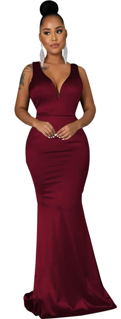 JTNFairy Women's Sleeveless Bodycon Corset Maxi Dress Ruched Elegant Evening Wedding Guest Long Formal Dresses