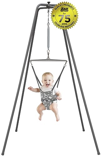 Jolly Jumper *Elite* Safari Print Saddle - The Original Jolly Jumper with Stand. Trusted by Parents to Provide Fun for Babies and to Create Cherished Memories for Families for Over 75 Years.