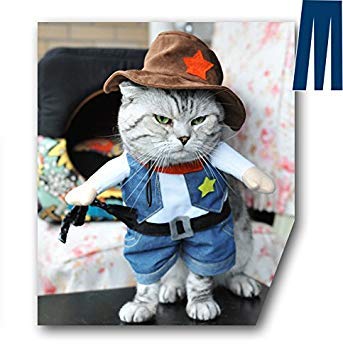 Cowboy Uniform Dog Cat Costume - Funny Pet Cowboy Outfit Clothing with Hatfor Halloween Christmas Birthday Special Events Costumes for Kittens and Puppies (S)