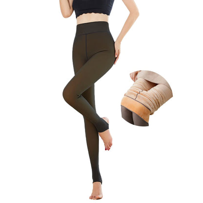 CM C&M WODRO Women's Fleece Lined Tights Fake Translucent Thermal Leggings Winter Sheer Warm Tights Footless Tights